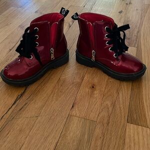Girls cherry red combat boots 10 toddler